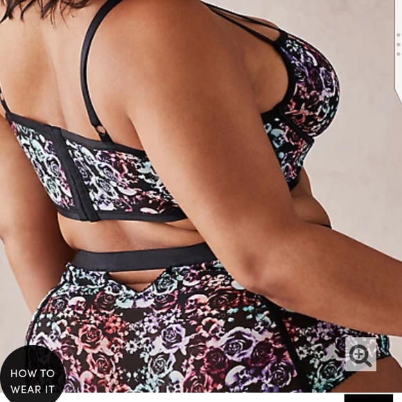 🆕☠FLORAL SKULL MESH UNDERWIRE LONGLINE BRALETTE - Picture 4 of 5